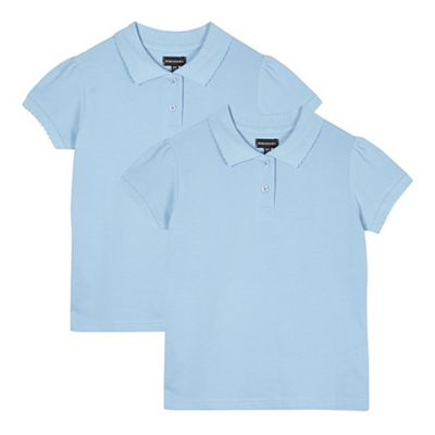 Debenhams Pack of two girl's blue pure cotton school polo shirts